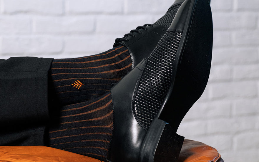 stylish dress socks Mid-Calf Mens Dress Socks - Blue Ribbed - Organic Cotton