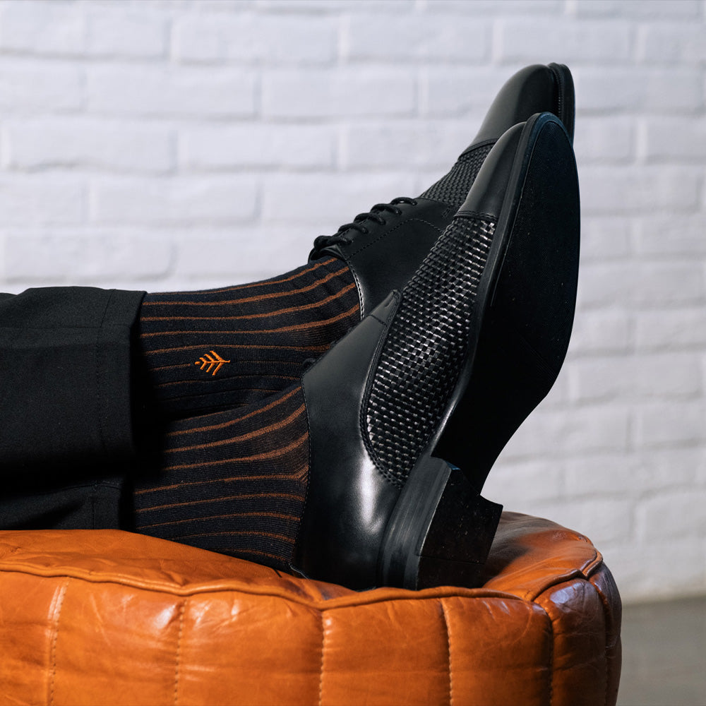 Mid-Calf Mens Dress Socks - Blue Ribbed - Organic Cotton | Ethicrue Mid-Calf Mens Dress Socks - Blue Ribbed - Organic Cotton | Ethicrue