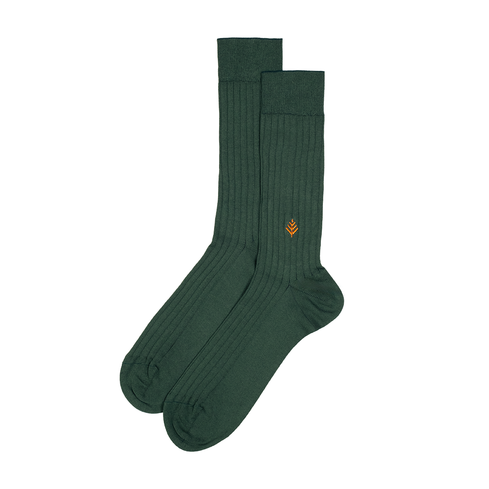 green mid-calf organic cotton dress socks