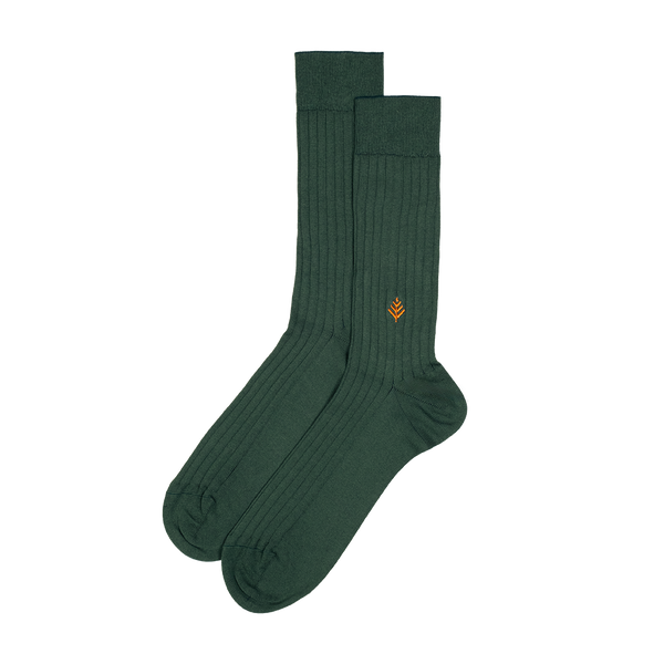 Mid-Calf Mens Dress Socks - Green Ribbed - Organic Cotton | Ethicrue
