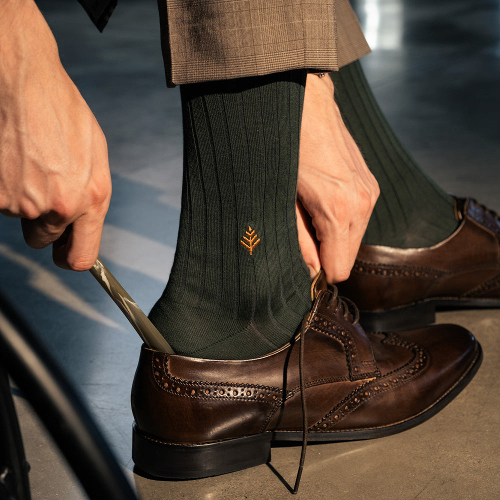Vanise Mid-Calf Green Dress Socks for Men | Ethicrue Designer Socks Vanise Mid-Calf Green Dress Socks for Men | Ethicrue Designer Socks