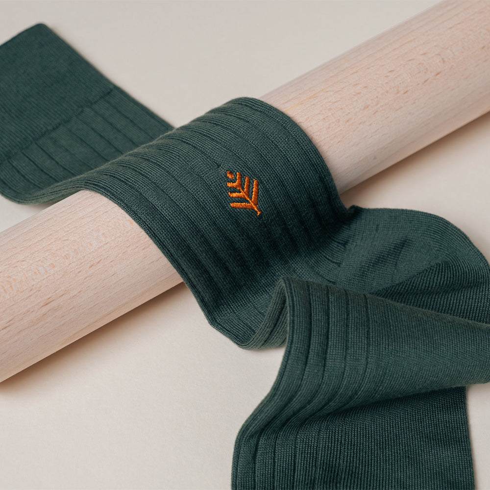 Mid-Calf Mens Dress Socks - Green Ribbed - Organic Cotton | Ethicrue Mid-Calf Mens Dress Socks - Green Ribbed - Organic Cotton | Ethicrue